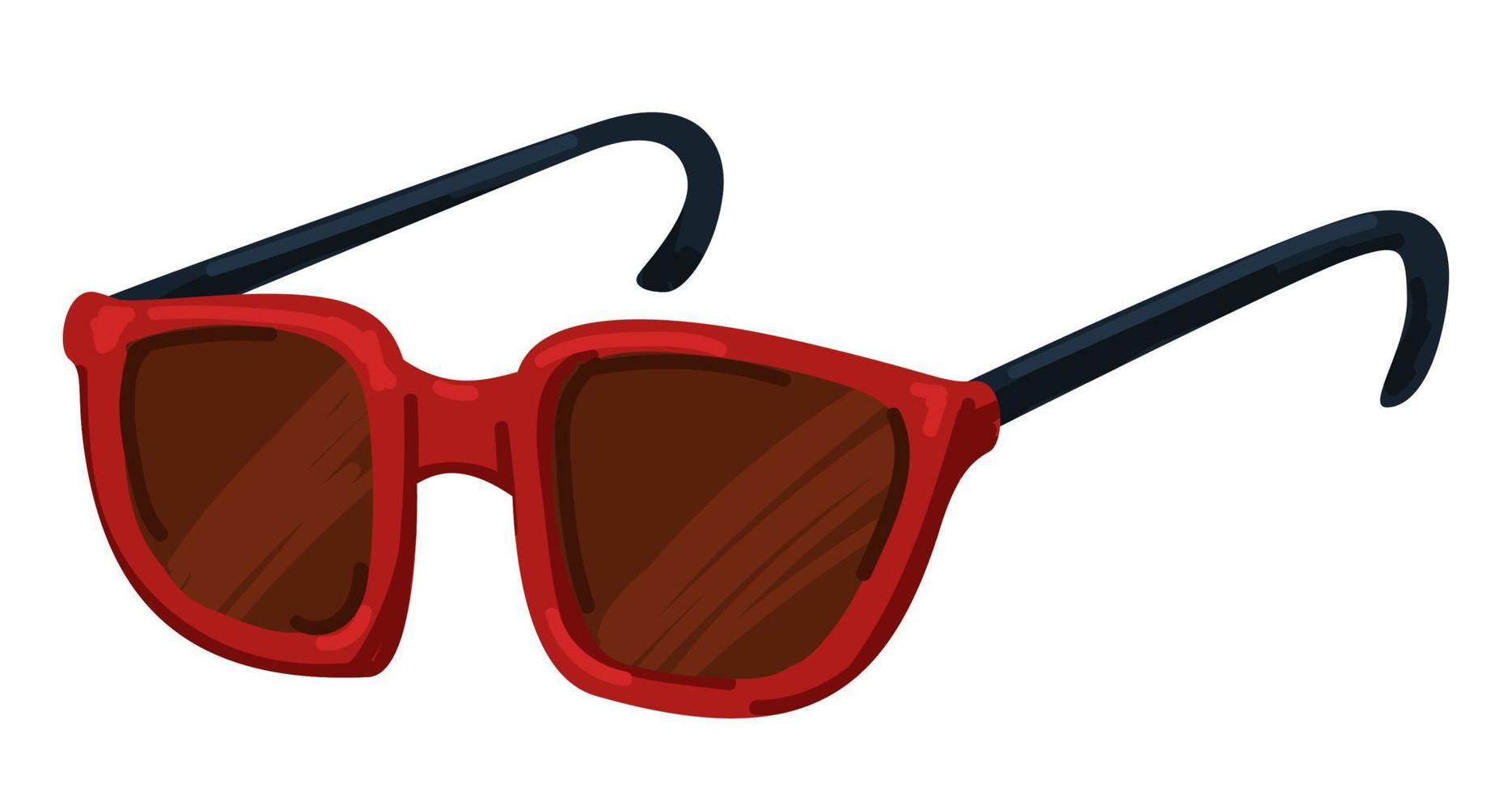 lunettes de soleil rouges, modèle de lunettes unisexe pour l'été vecteur