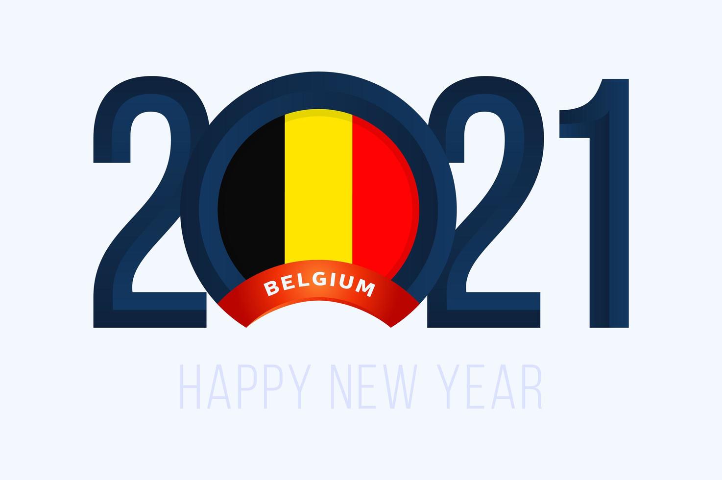 typographie du nouvel an 2021 avec le drapeau de la belgique vecteur