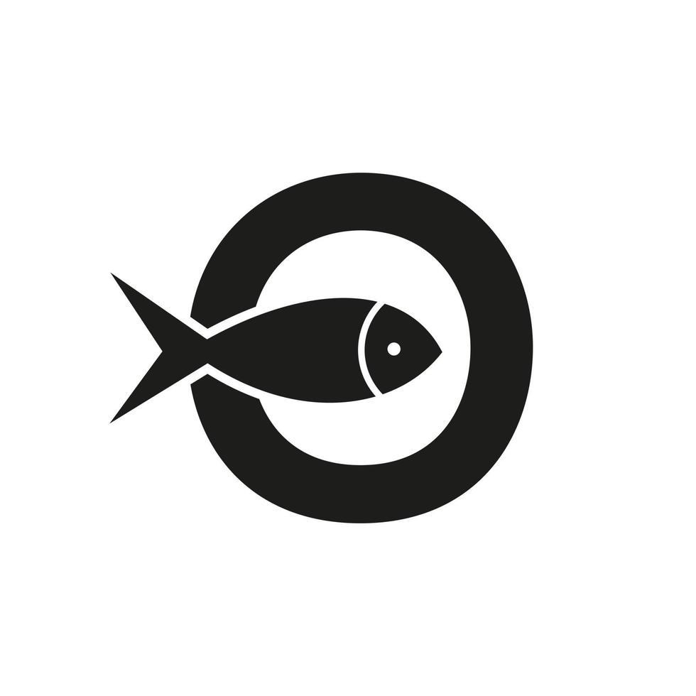 logo de poisson lettre o, modèle vectoriel de logo océanique