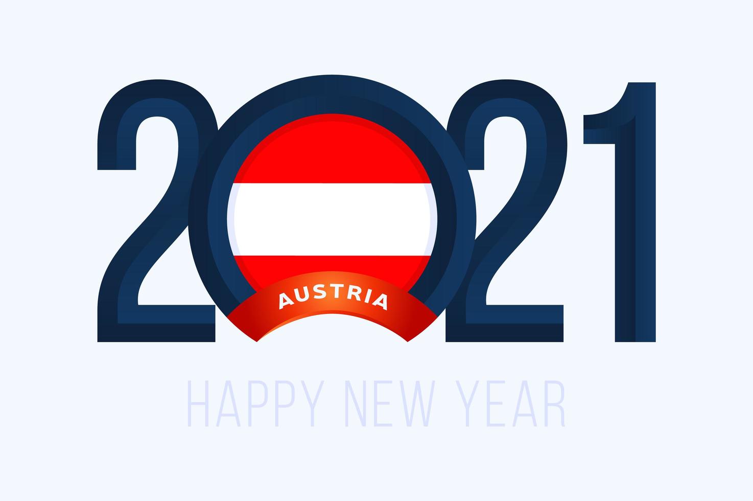 typographie du nouvel an 2021 avec drapeau autriche vecteur