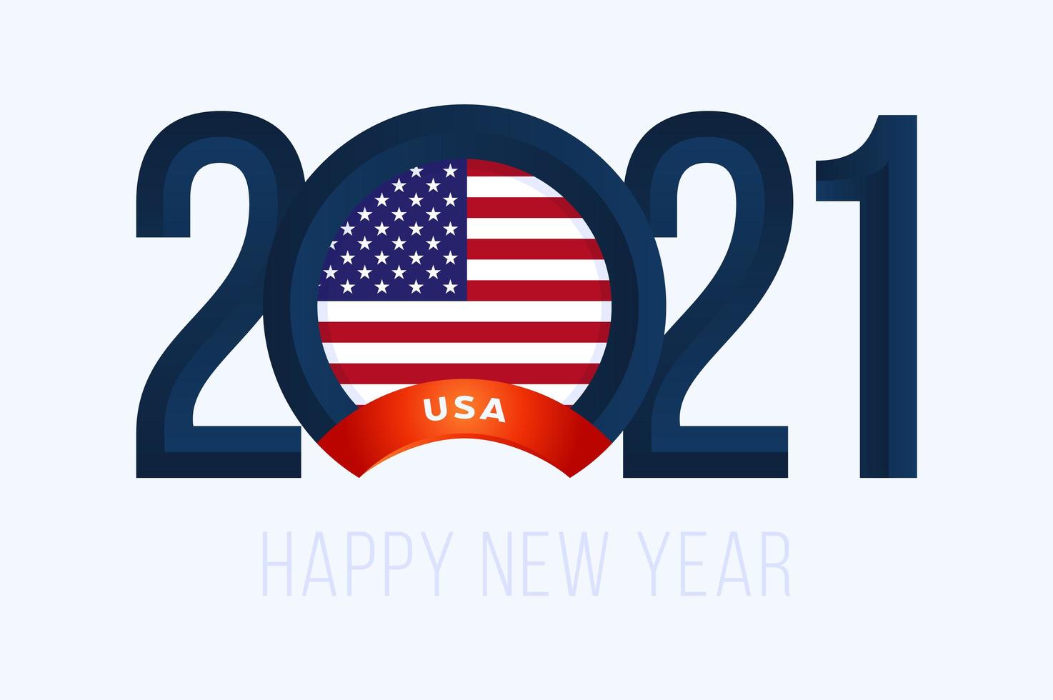 typographie du nouvel an 2021 avec drapeau usa vecteur