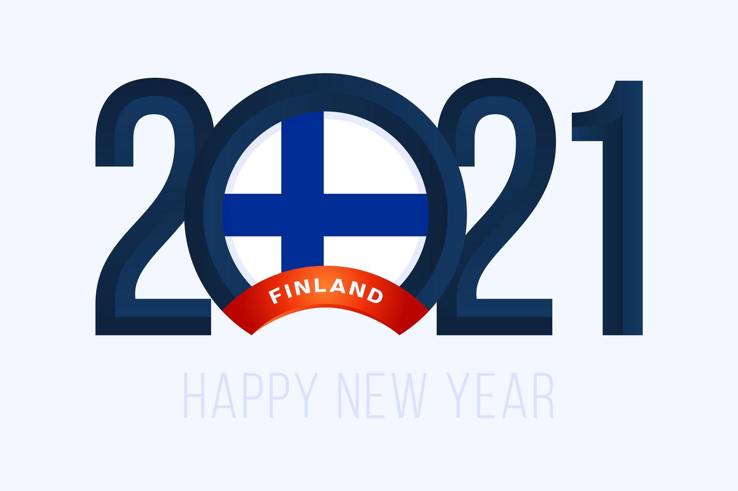 typographie du nouvel an 2021 avec drapeau finlande vecteur