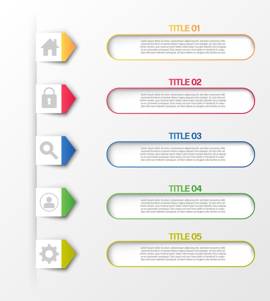 infographie d'entreprise. modèle d'infographie moderne. diagramme abstrait avec 5 étapes, options, pièces ou processus. modèle d'entreprise de vecteur pour la présentation. concept créatif pour infographie