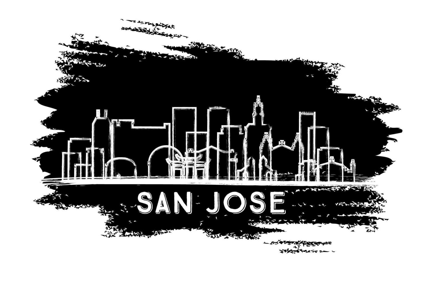 san jose californie usa silhouette d'horizon de la ville. croquis dessiné à la main. vecteur