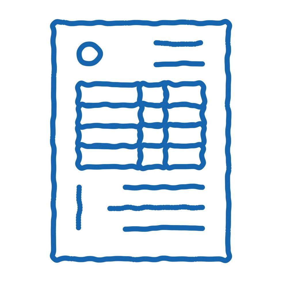 document avec tableau d'audit crédit et débit doodle icône illustration dessinée à la main vecteur