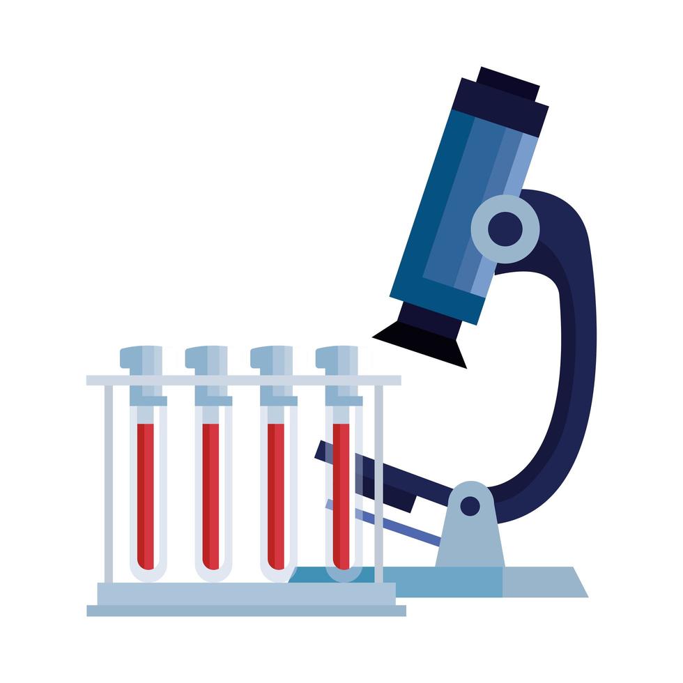 microscope avec icône isolé de tubes à essai vecteur