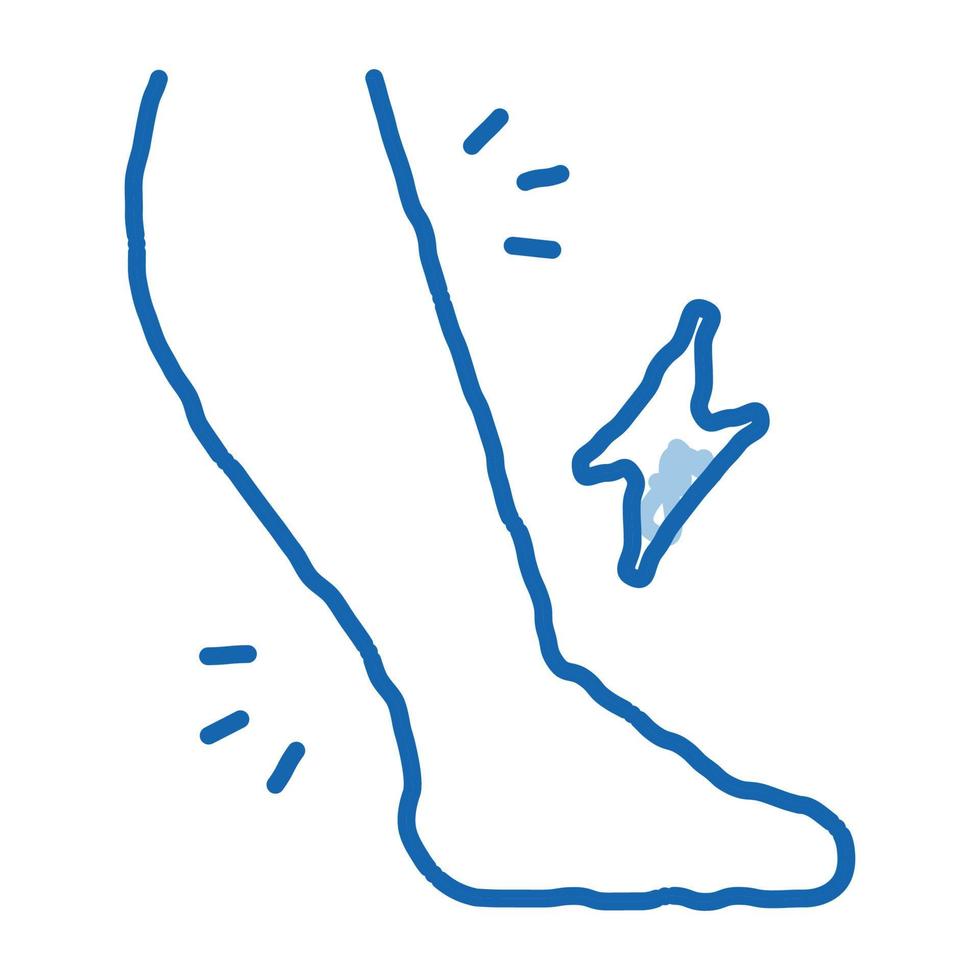 douleur aux jambes malade doodle icône illustration dessinée à la main vecteur