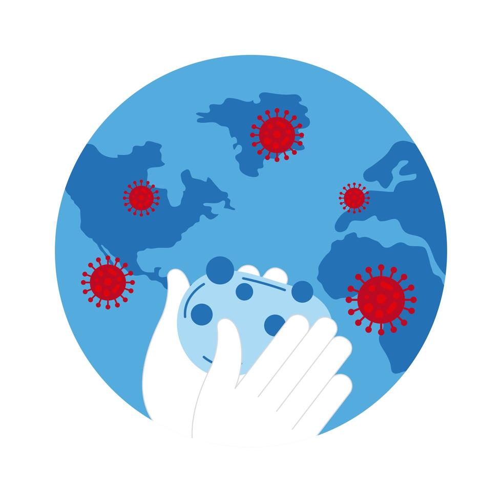 planète terre avec icône coronavirus vecteur