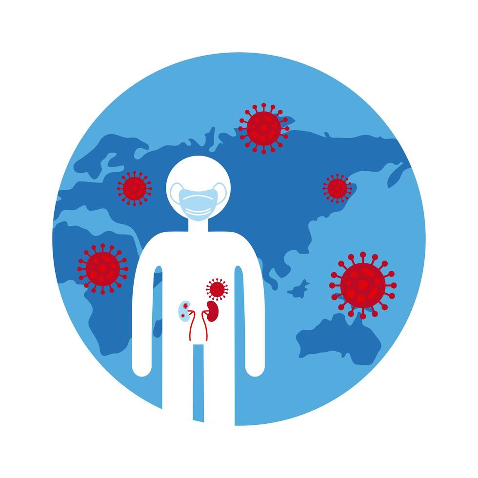 planète terre avec icône coronavirus vecteur