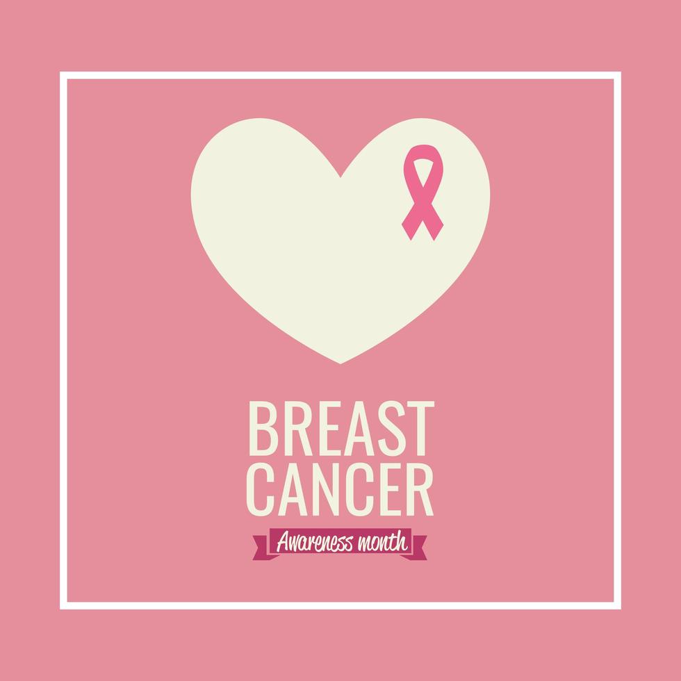affiche du mois de sensibilisation au cancer du sein avec coeur vecteur