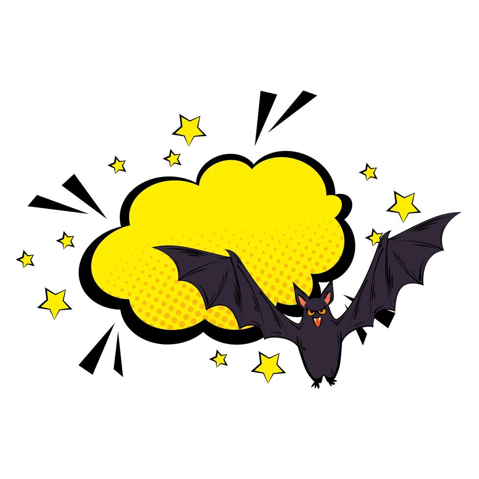 pop art halloween chauve-souris volante vecteur