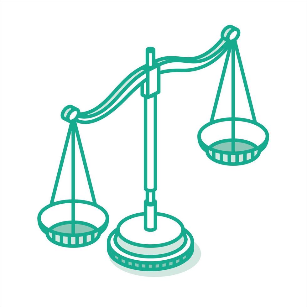 symbole d'échelle isolé. icône de contour isométrique. échelle de la justice. vecteur