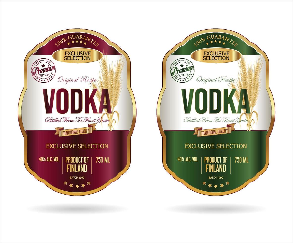 étiquettes pour la vodka avec illustration vectorielle de blé vecteur