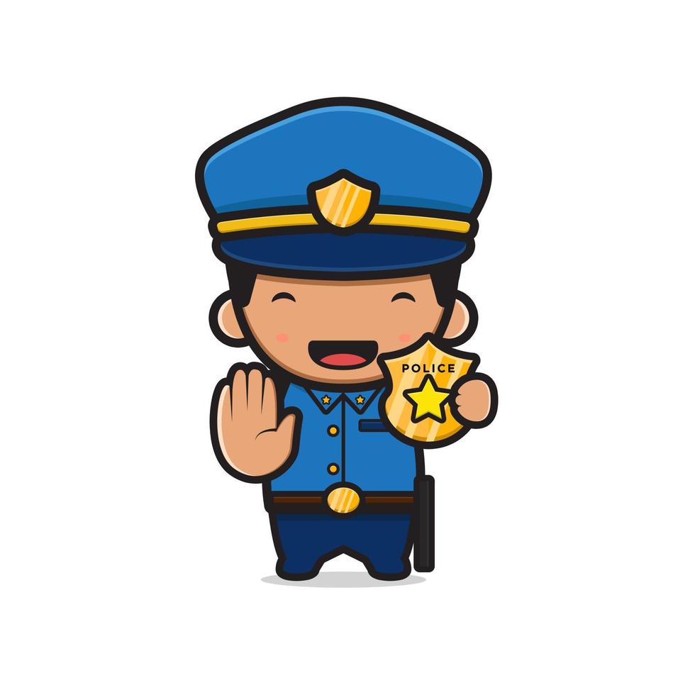 illustration de l'icône de dessin animé d'identité de police mignonne vecteur