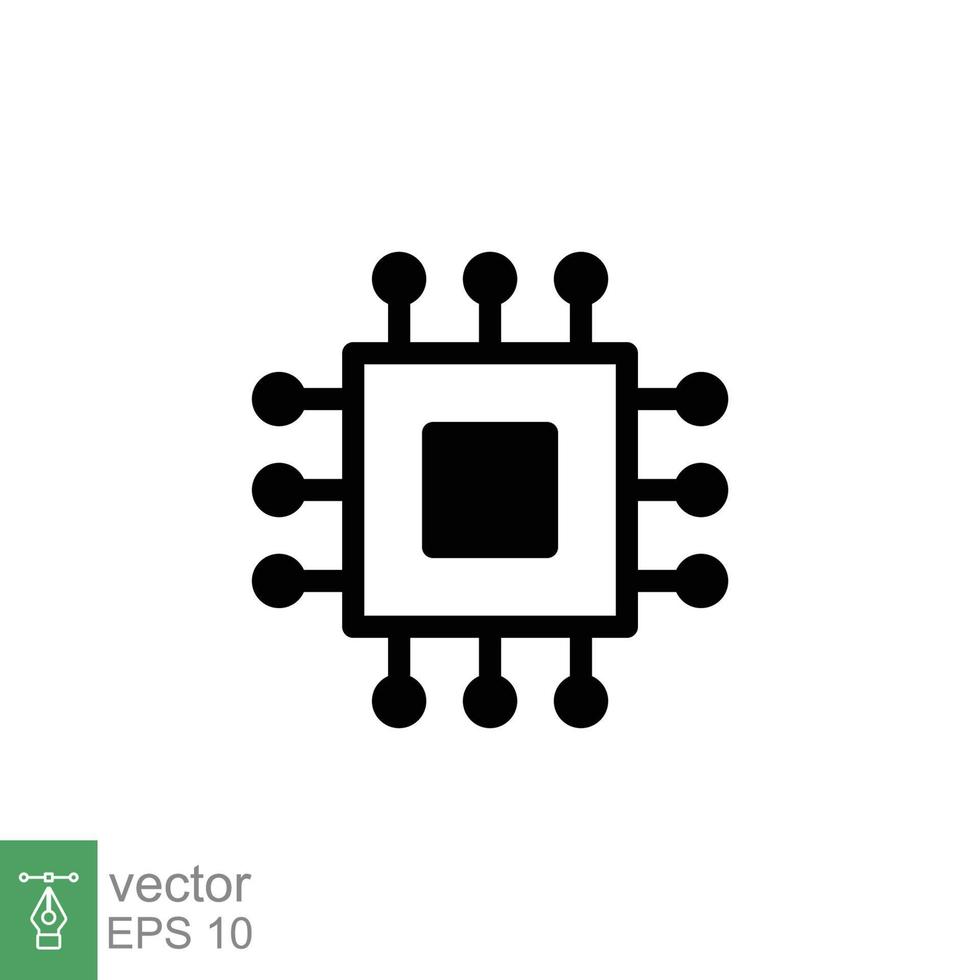 icône de puce électronique. style solide simple. processeur informatique, puce, logo tech, électronique, concept technologique. glyphe, conception d'illustration vectorielle de symbole de silhouette isolée sur fond blanc. ep 10. vecteur