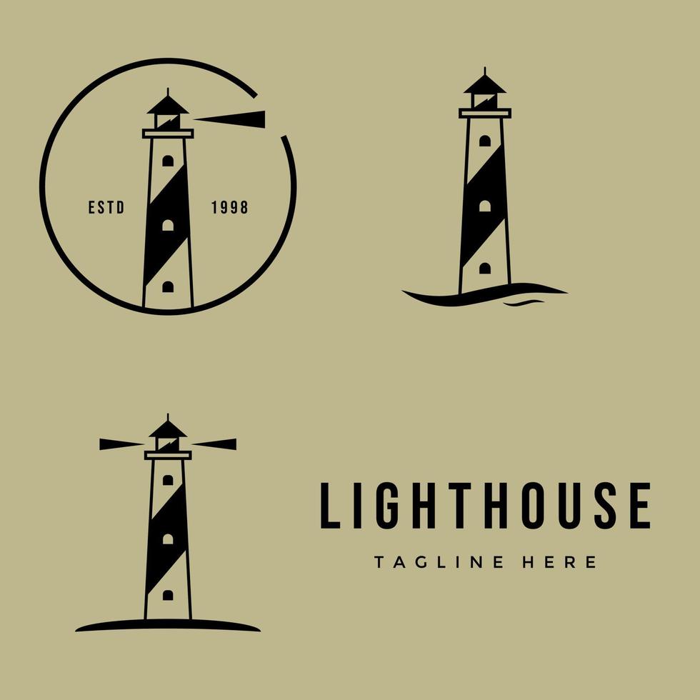 Définir la conception d'illustration vectorielle logo phare vecteur