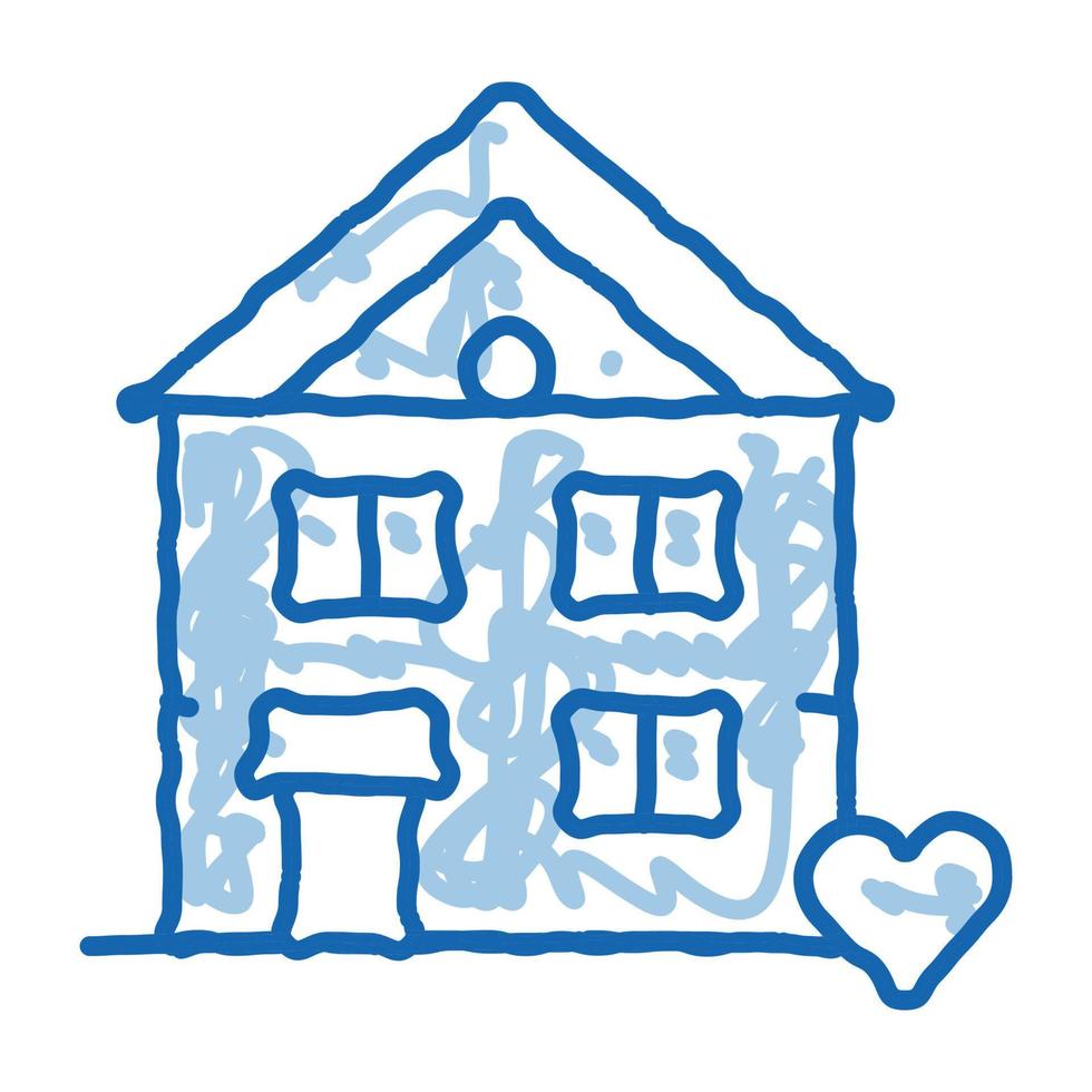 bâtiment maison vivant maison doodle icône illustration dessinée à la main vecteur