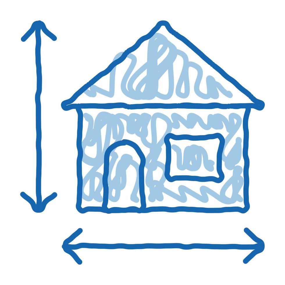 taille de la maison hauteur et largeur doodle icône illustration dessinée à la main vecteur