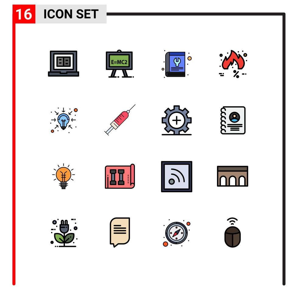 pack d'icônes vectorielles stock de 16 signes et symboles de ligne pour les éléments de conception vectoriels créatifs modifiables de l'outil de remise de livre chaud tendance vecteur