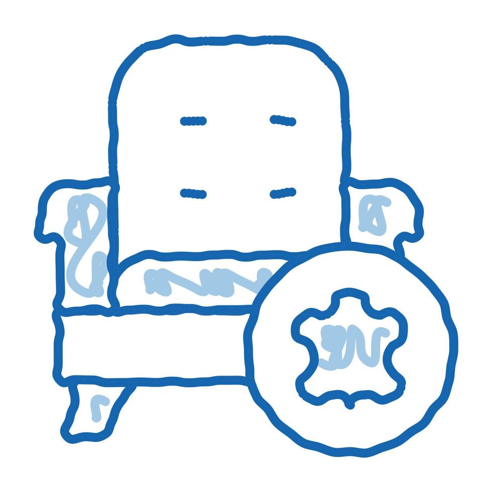 fauteuil en cuir doodle icône illustration dessinée à la main vecteur