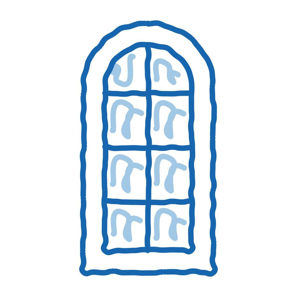 fenêtre cintrée composée de lunettes carrées doodle icône illustration dessinée à la main vecteur