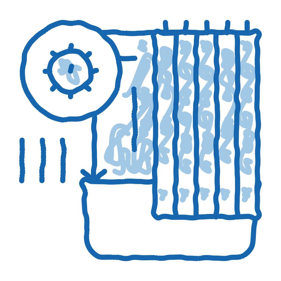 détection de problèmes sanitaires dans la salle de bain doodle icône illustration dessinée à la main vecteur