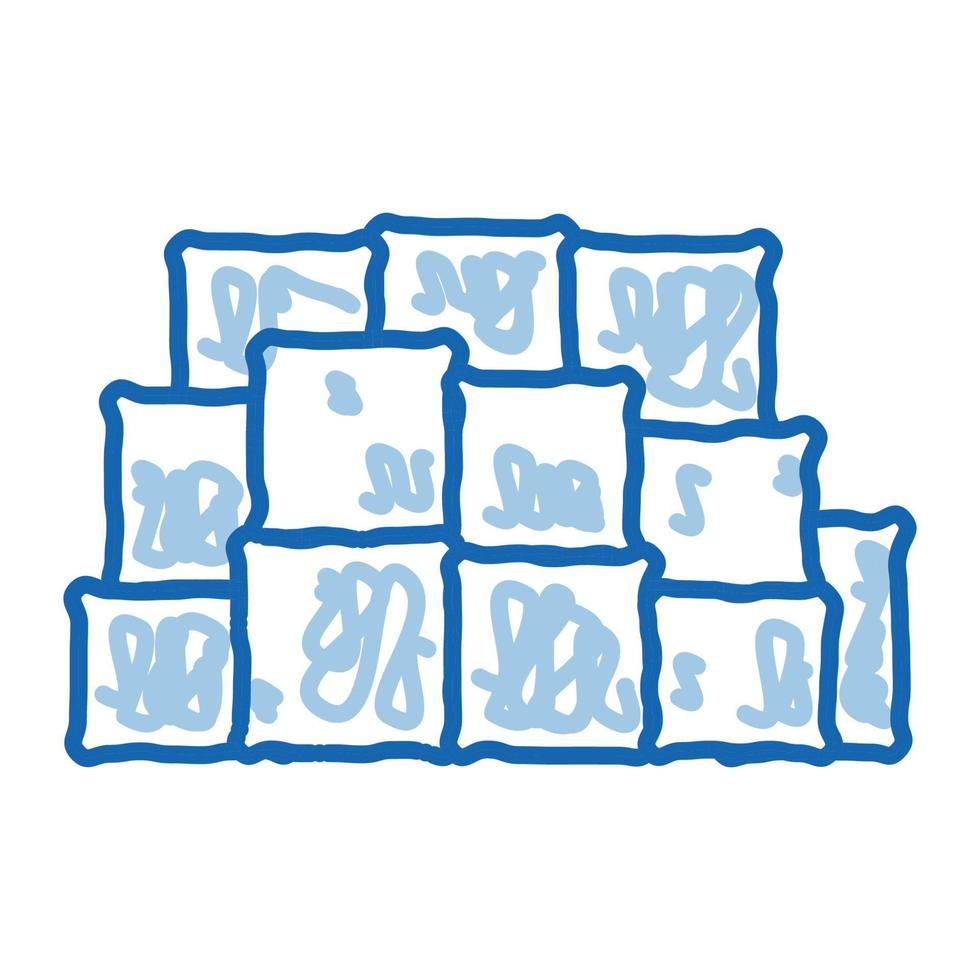 montagne de cubes de fromage doodle icône illustration dessinée à la main vecteur