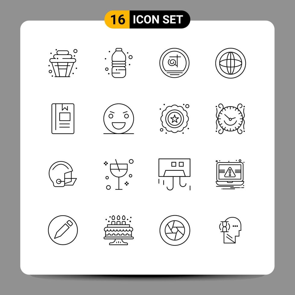 pack d'icônes vectorielles stock de 16 signes et symboles de ligne pour l'aide du livre bangla global center éléments de conception vectoriels modifiables vecteur