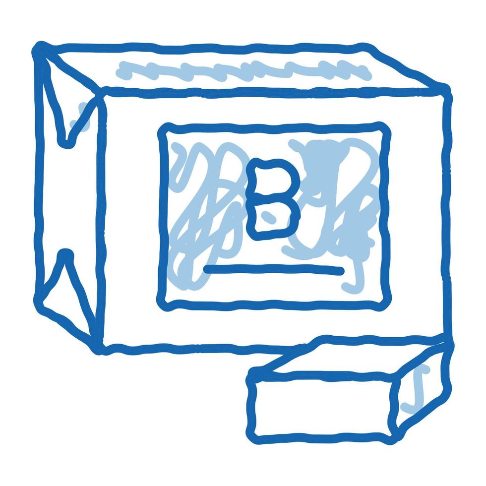 paquet de beurre doodle icône illustration dessinée à la main vecteur