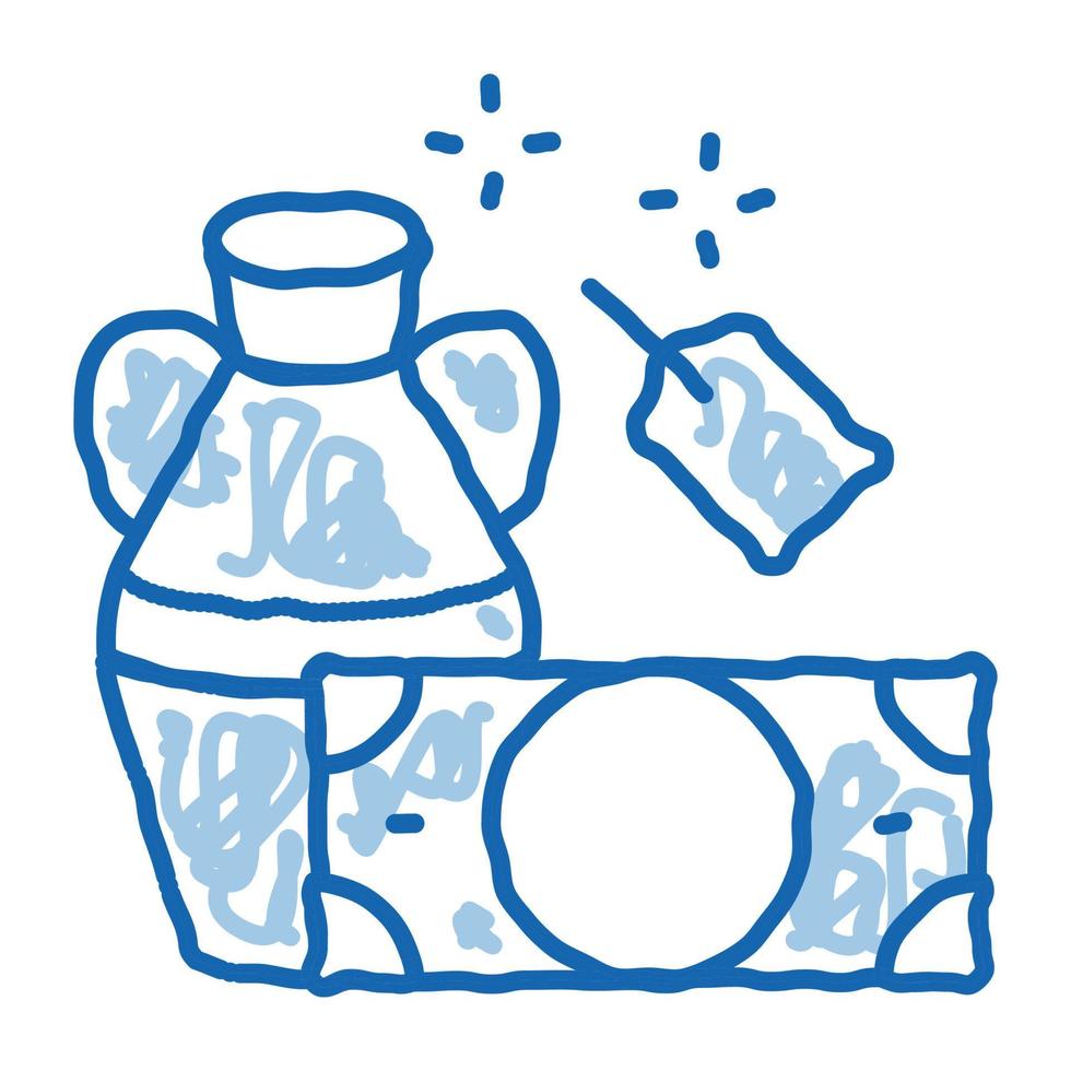 livraison de vase décoratif au prêteur sur gages doodle icône illustration dessinée à la main vecteur