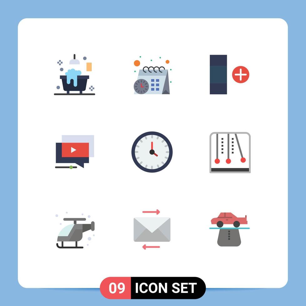 interface mobile couleur plate ensemble de 9 pictogrammes de contact appel nouveau didacticiel de présentation éléments de conception vectoriels modifiables vecteur
