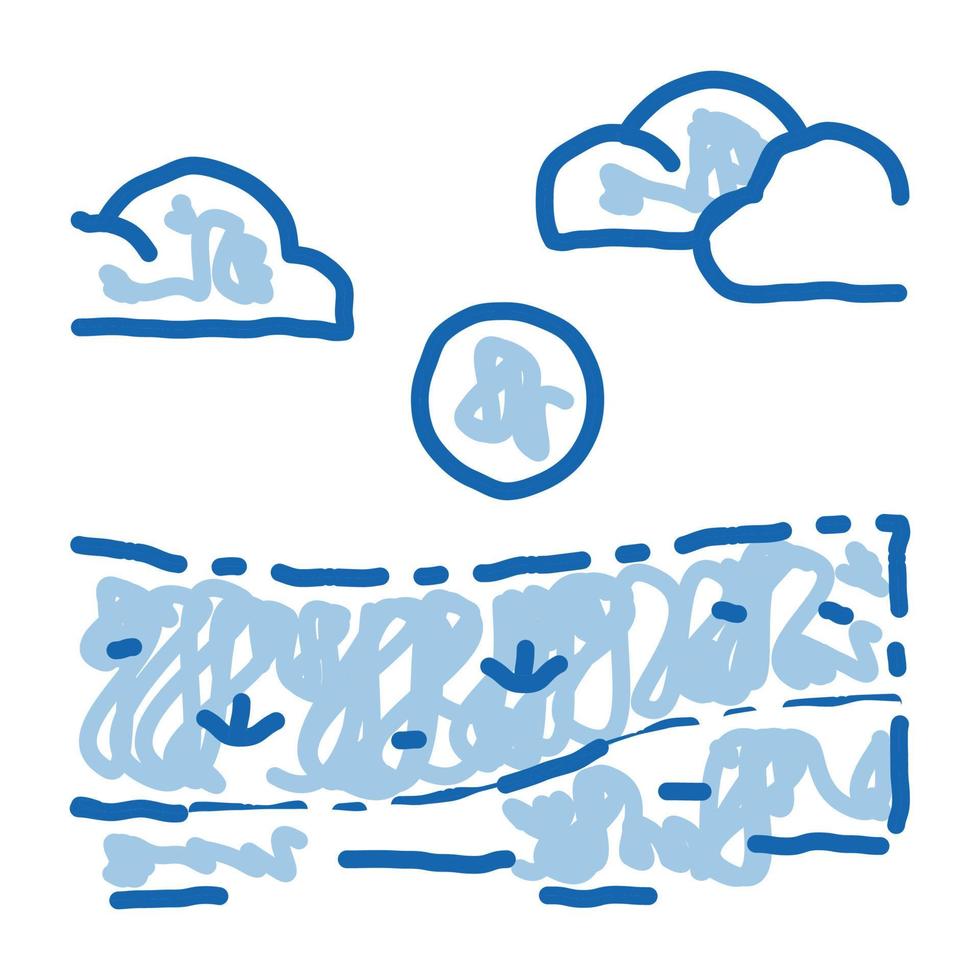 rivière actuelle entre ville urbaine doodle icône illustration dessinée à la main vecteur
