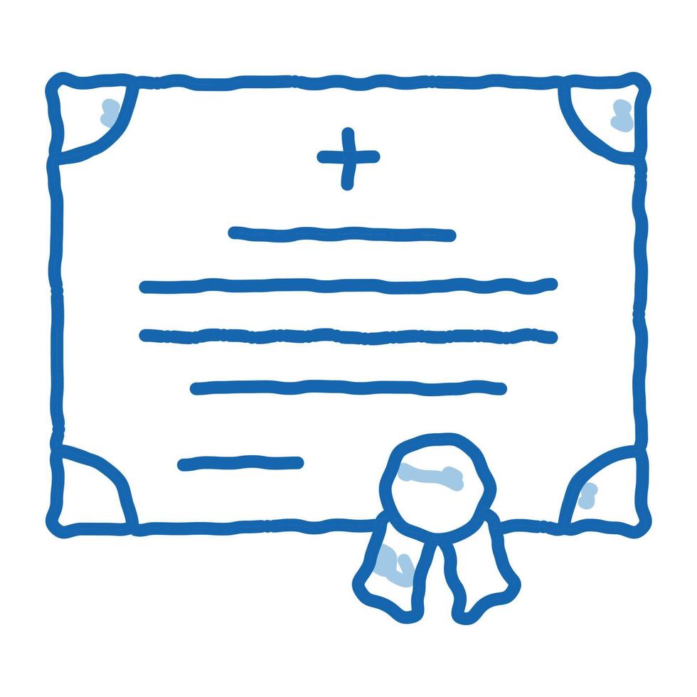 certificat médical d'infirmière diplôme doodle icône illustration dessinée à la main vecteur