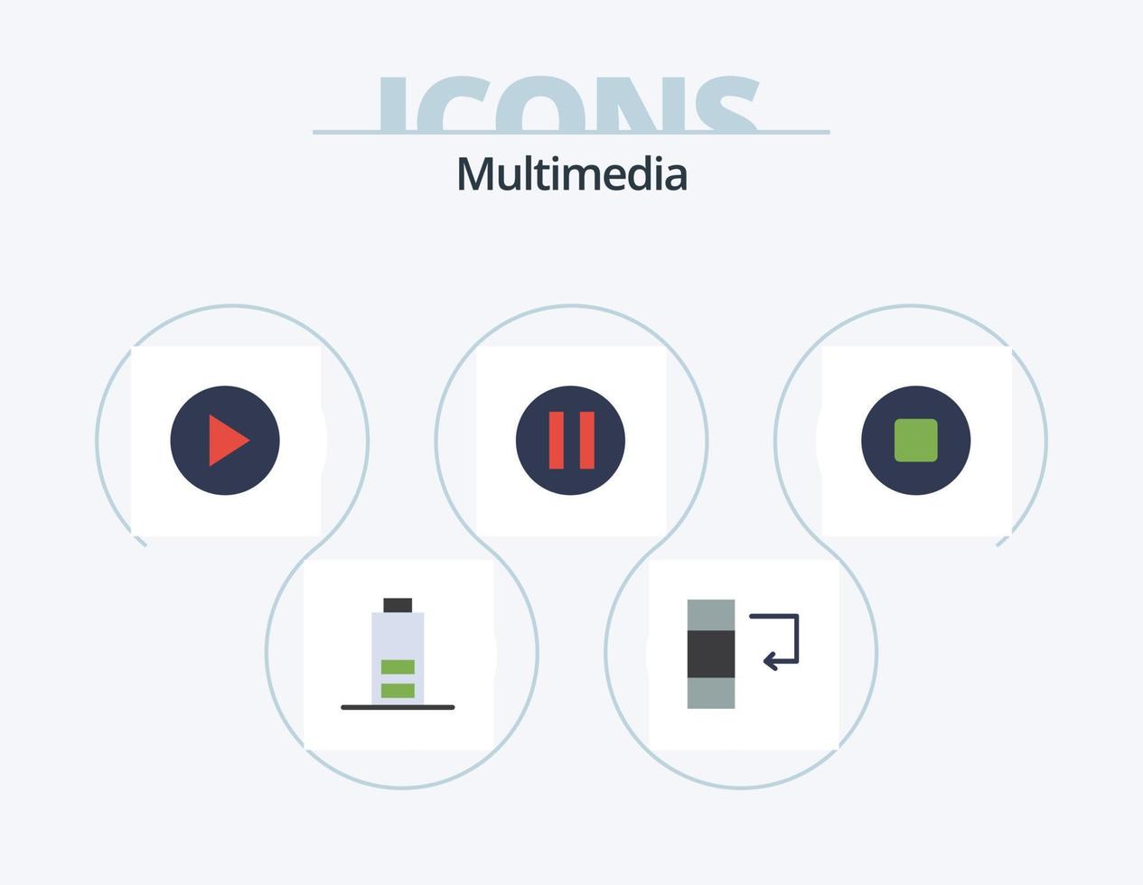 pack d'icônes plat multimédia 5 conception d'icônes. . multimédia. vecteur