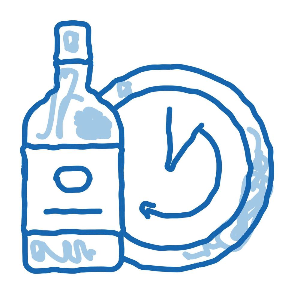 vieillissement temporaire du vin doodle icône illustration dessinée à la main vecteur