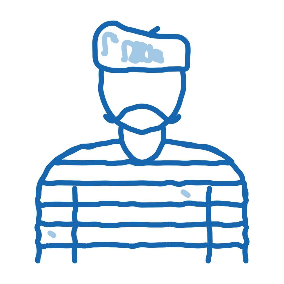 boulanger pâtissier français doodle icône illustration dessinée à la main vecteur