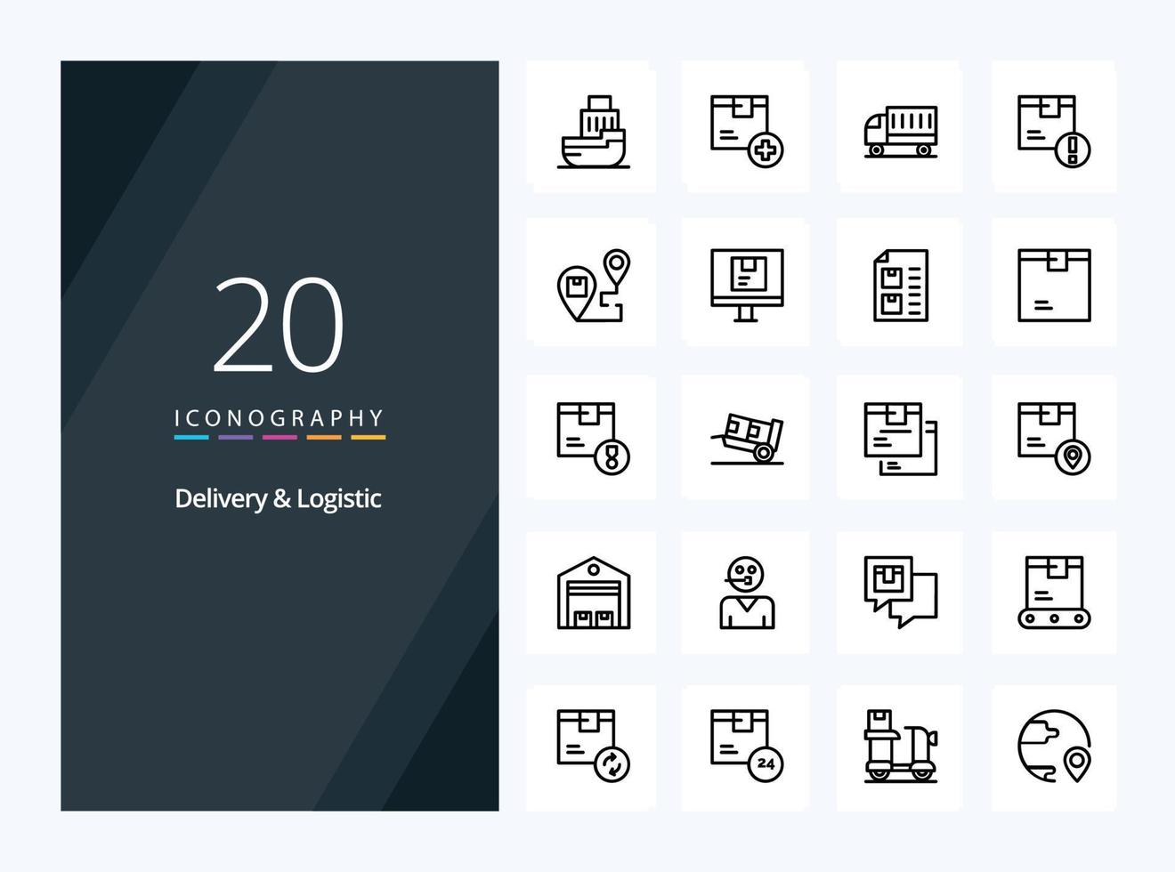 20 icône de livraison et de contour logistique pour la présentation vecteur