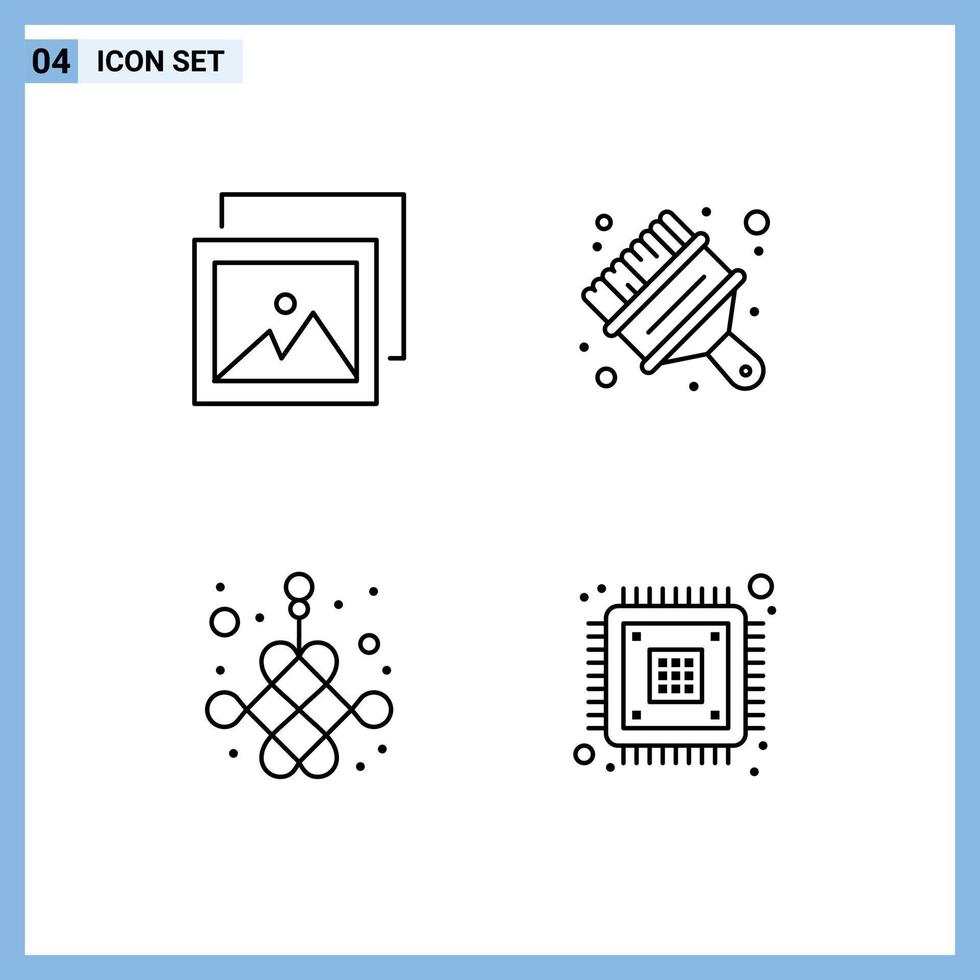 ensemble de 4 symboles d'icônes d'interface utilisateur modernes signes pour l'album nouveaux éléments de conception vectorielle modifiables de puce de brosse d'art vecteur
