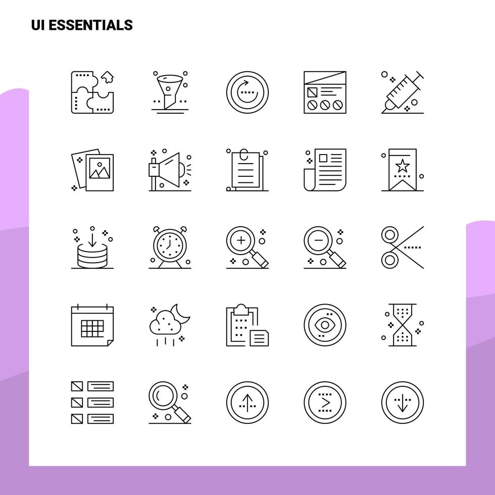 ensemble d'icônes de ligne ui essentials set 25 icônes vecteur minimalisme style design icônes noires ensemble pack de pictogrammes linéaires