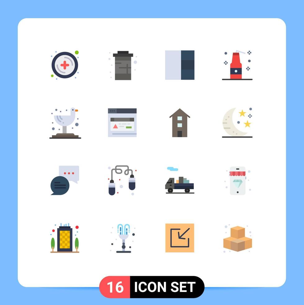 16 icônes créatives signes et symboles modernes de l'interface mouette grille oiseau terrorisme pack modifiable d'éléments de conception de vecteur créatif