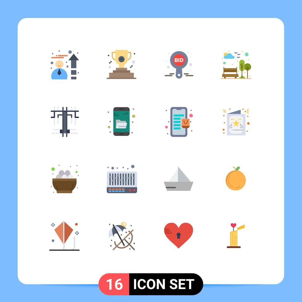 ensemble de 16 symboles d'icônes d'interface utilisateur modernes signes pour le type d'enchère créative arbre ville pack modifiable d'éléments de conception de vecteur créatif