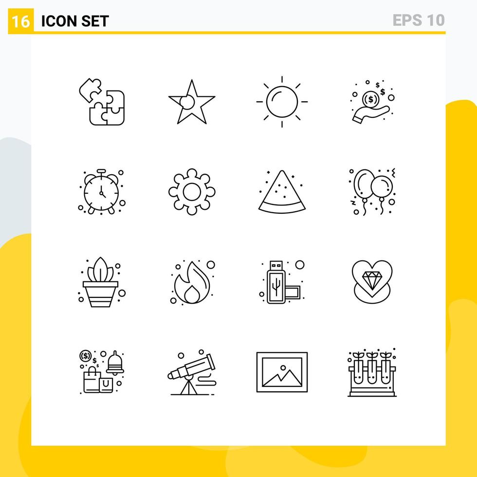 groupe de 16 contours modernes pour horloge horloge alarme solaire argent éléments de conception vectoriels modifiables vecteur