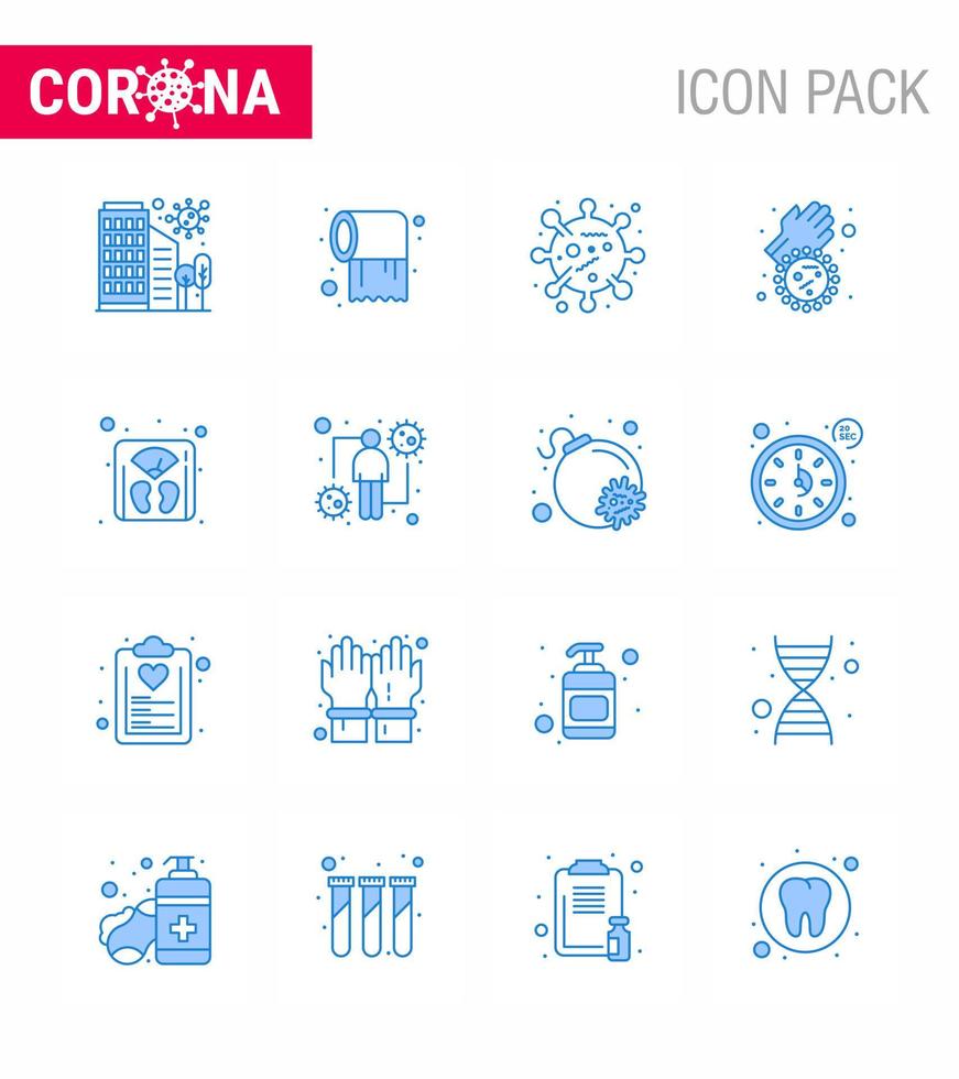 25 ensemble d'icônes d'urgence de coronavirus conception bleue telle que le virus mains sales tissu bactéries corona coronavirus viral 2019nov éléments de conception de vecteur de maladie