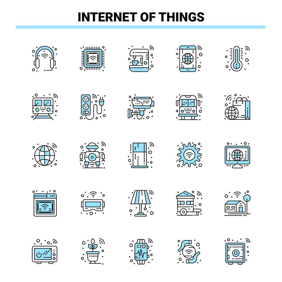 25 internet des objets jeu d'icônes noir et bleu icône créative conception et modèle de logo icône noire créative fond vectoriel