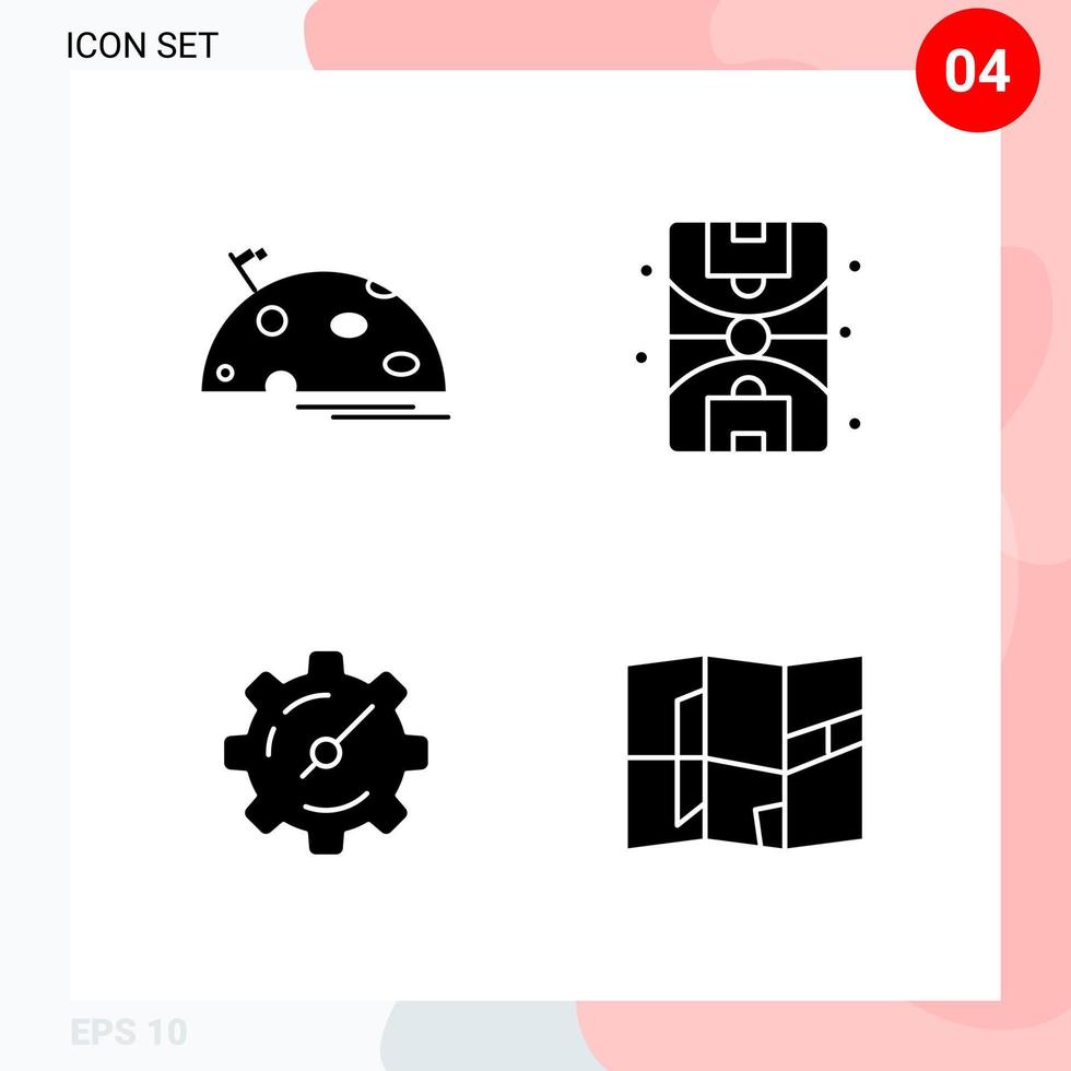 pack vectoriel de 4 icônes dans un pack de glyphes créatifs de style solide isolé sur fond blanc pour le web et mobile fond de vecteur d'icône noire créative