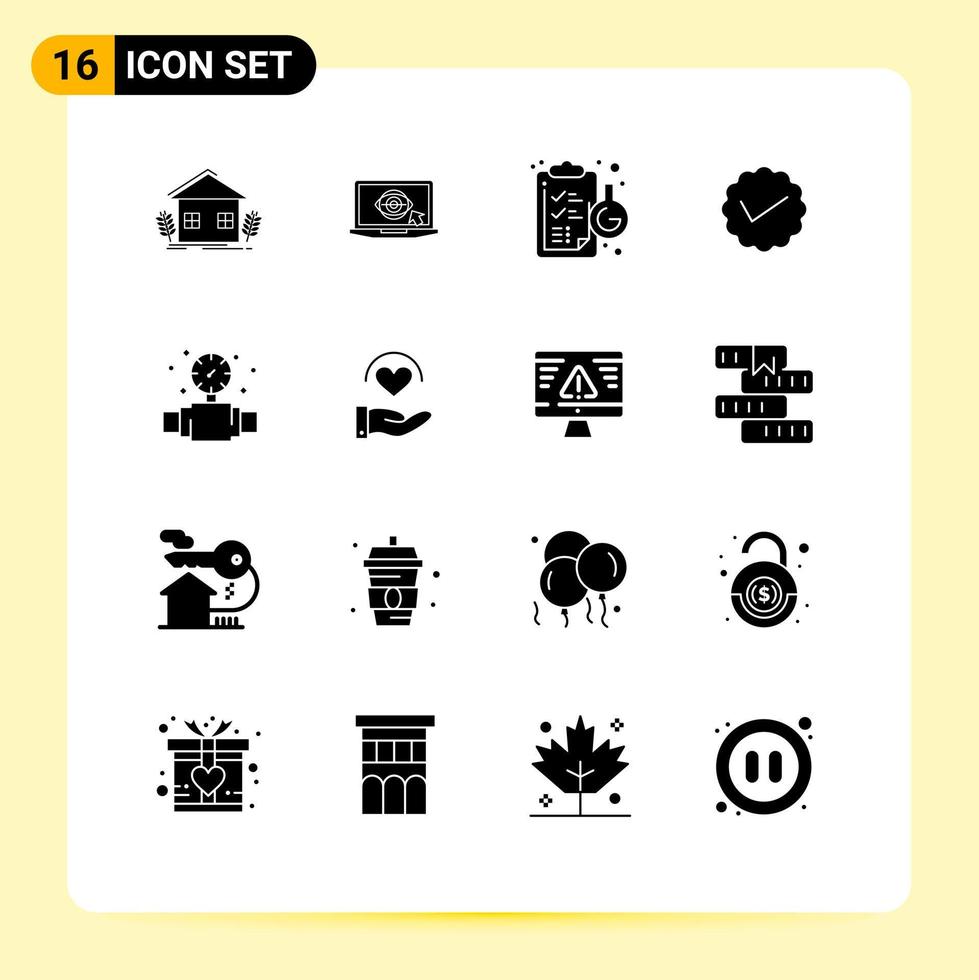 symboles d'icônes universels groupe de 16 glyphes solides modernes de présentation de message twitter éléments de conception vectoriels modifiables de laboratoire multimédia vecteur
