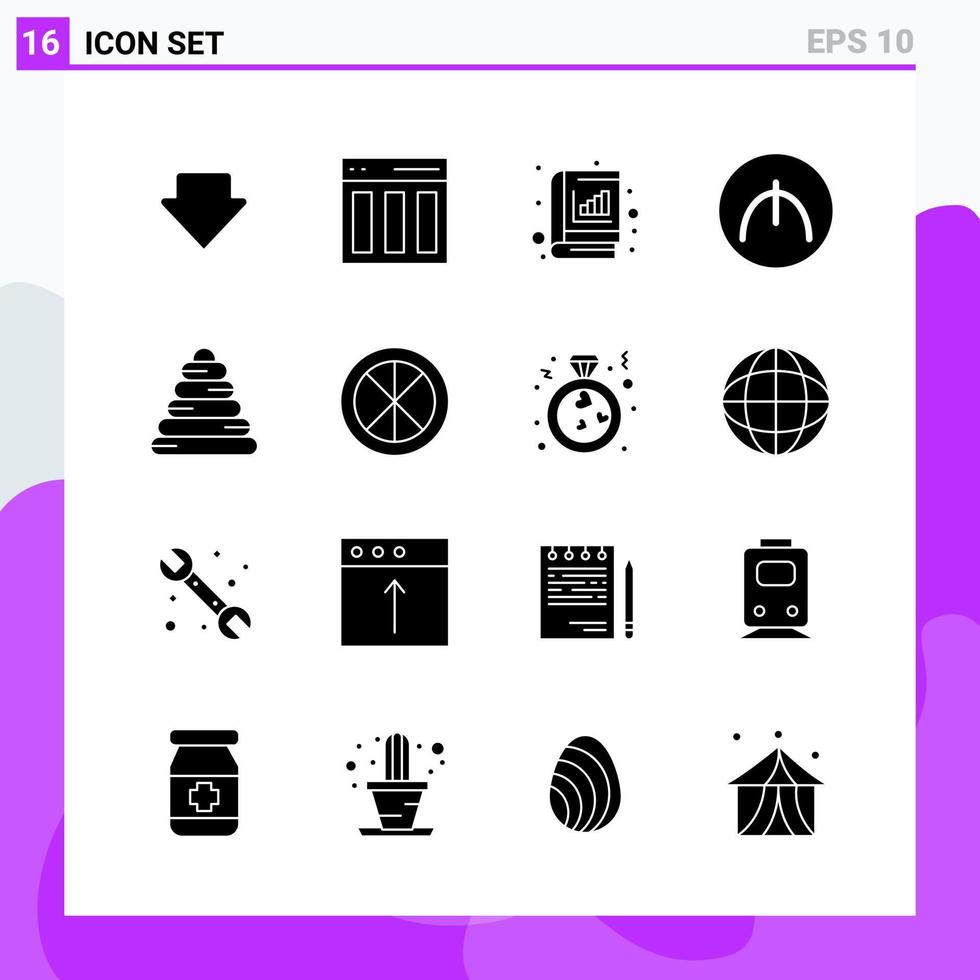 ensemble de 16 icônes dans des symboles de glyphe créatifs de style solide pour la conception de sites Web et des applications mobiles signe d'icône solide simple isolé sur fond blanc 16 icônes fond de vecteur d'icône noire créative
