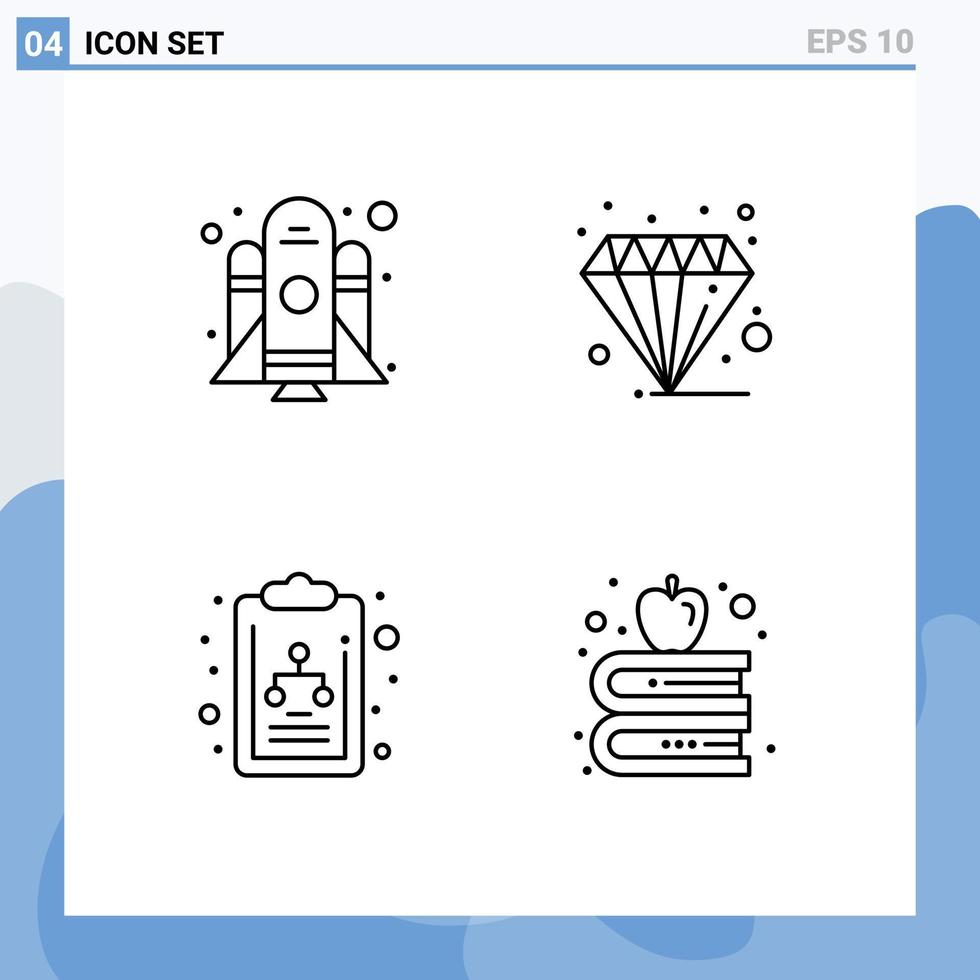 pack de 4 couleurs plates remplies créatives de diagramme de fusée business finance apple éléments de conception vectoriels modifiables vecteur