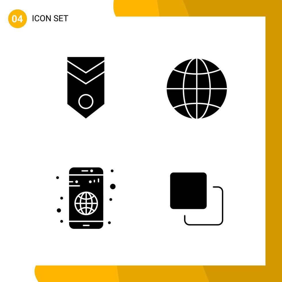 4 jeu d'icônes de style solide pack d'icônes symboles de glyphes isolés sur fond blanc pour la conception de site Web réactif fond de vecteur d'icône noire créative