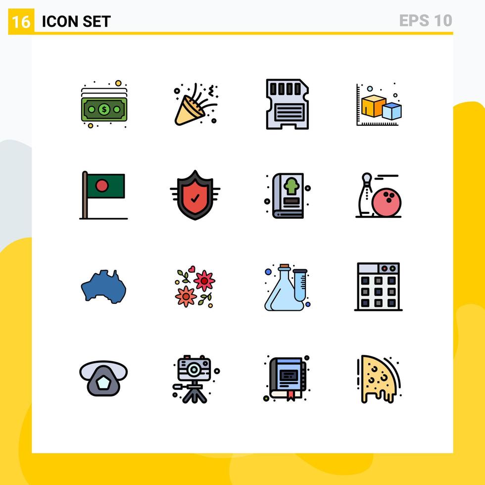 ensemble de 16 symboles d'icônes d'interface utilisateur modernes signes pour bangla objet carte modélisation flèche modifiable éléments de conception de vecteur créatif